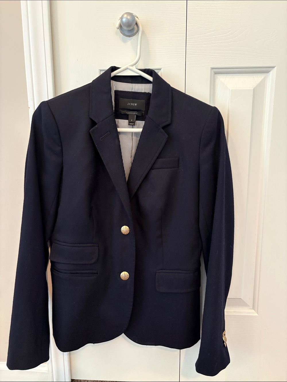 J. Crew Classic Wool Navy Blazer with Gold Buttons